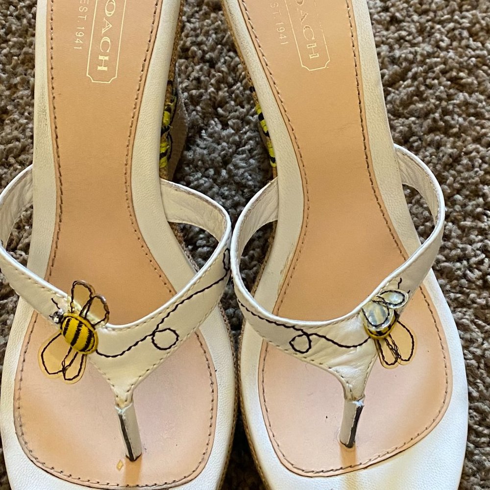 Coach Flip-Flop Floral Wedge Sandals